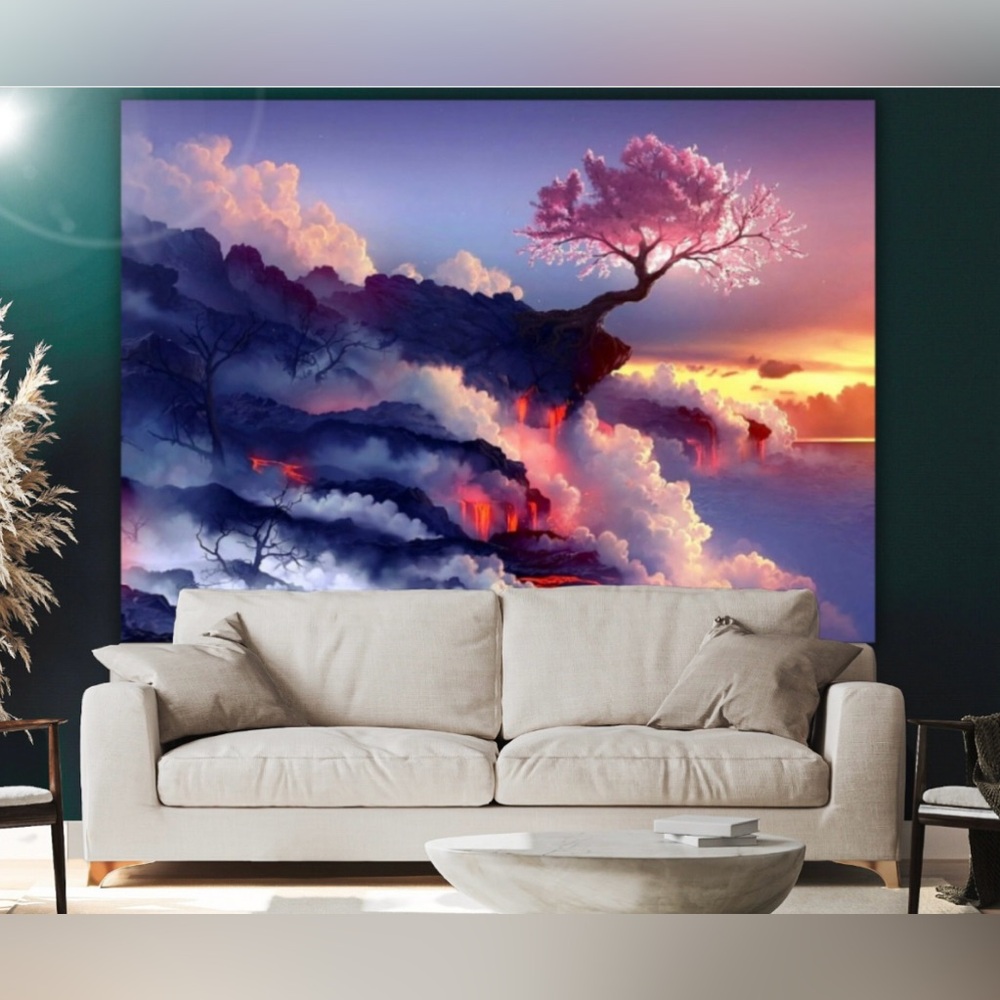 Purple Pink Wall Decorations Decorative Accent Bedroom Wall Hanging Abstract Art